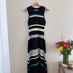 Proenza Schouler Silk/Cotton Crochet Striped Maxi Dress